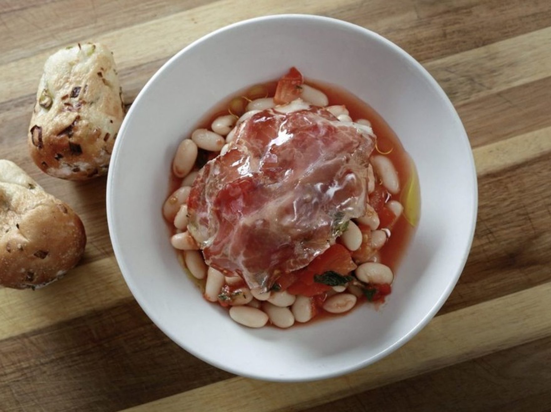 Borlotti beans with guanciale and champ bread | James St 